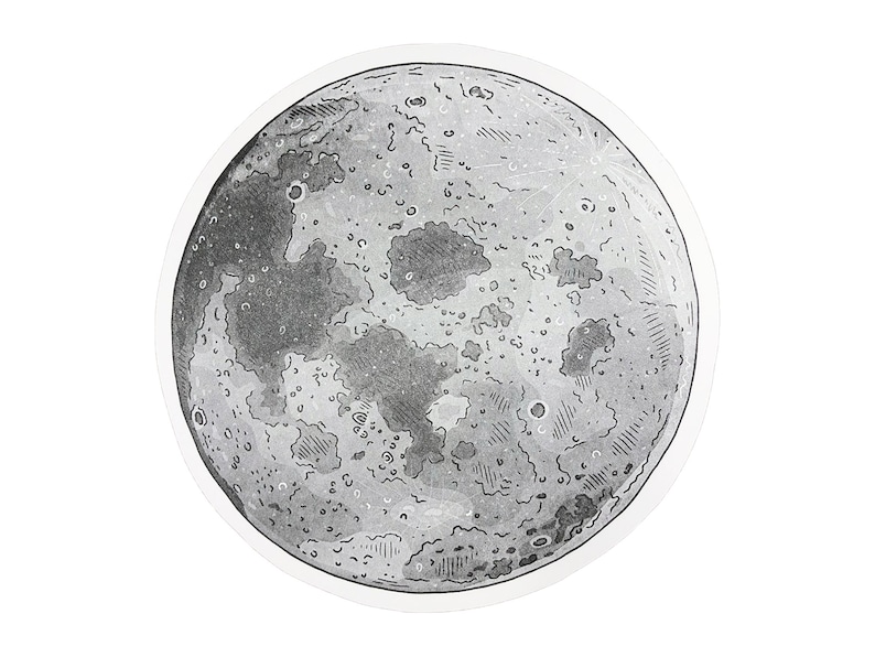Cartolina lunare, Arte lunare, Luna piena, Volami sulla luna, Cartolina illustrazione luna, Cartolina tipografia fusto singola immagine 6