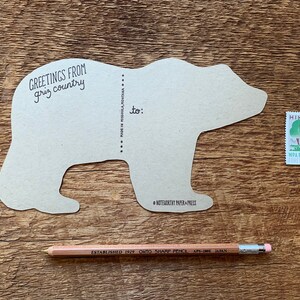 Grizzly Bear Postcard, Bear Postcard, Die Cut Letterpress Postcard image 6