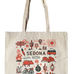 Sedona Arizona Tote Bag, Greetings from Sedona, Canvas Tote Bag, Screen Printed Tote Bag image 5