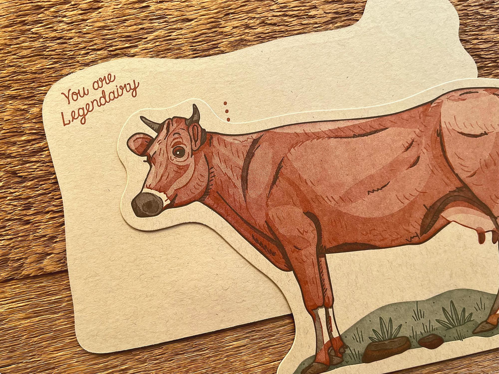 Jersey Cow Postcard, Cow Postcard, Die Cut Letterpress Postcard - Etsy