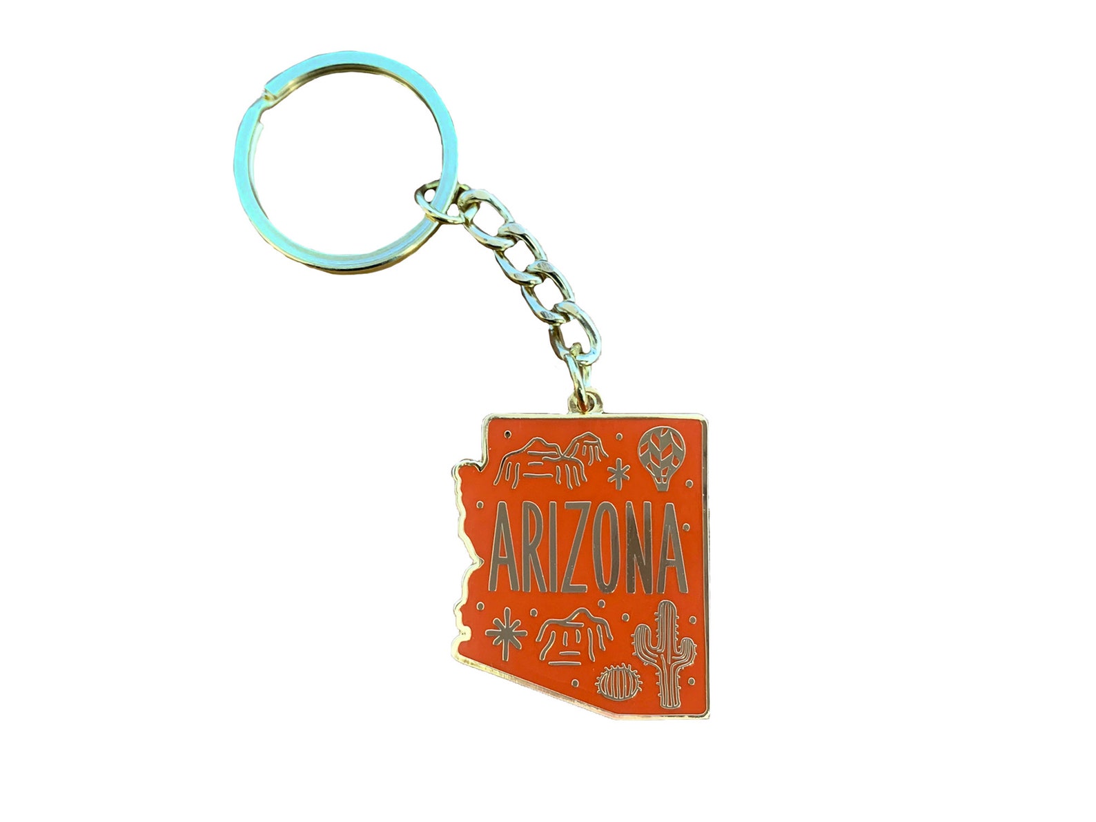 Arizona Enamel Keychain Arizona State Map Keychain Single Etsy