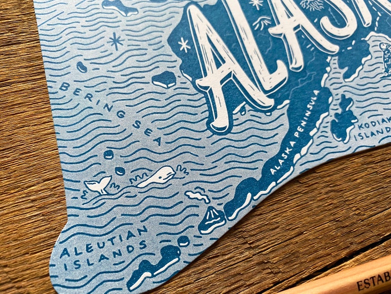 Carte postale de l'Alaska, Salutations d'Alaska, carte postale d'État typographique découpée image 6