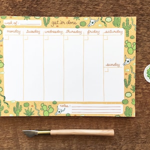 Get &#39;Er Done wöchentlicher Schreibtischplaner, Wüstenmuster, 9,75 x 6,75 To-Do-Notizblock