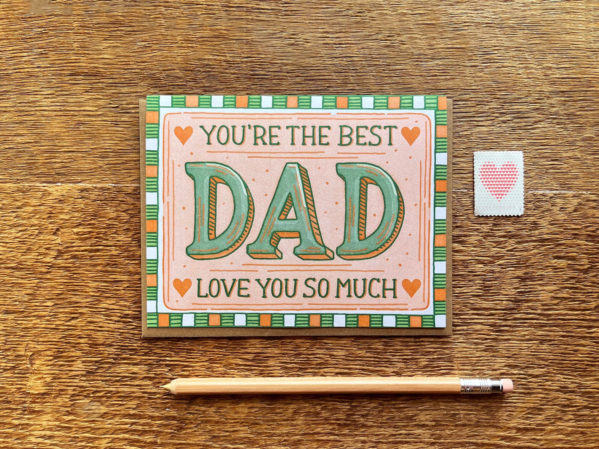 Best Dad, Happy Father's Day, Father's Day Card, Single Folded Letterpress Card, Blank Inside