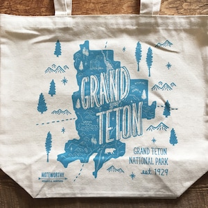 Grand Teton Einkaufstasche, Grand Teton Nationalpark, Canvas-Einkaufstasche, Siebdruck Einkaufstasche