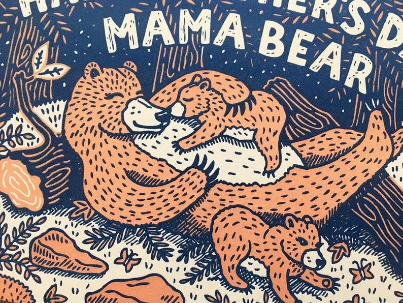 Mama Bear, Happy Mother's Day, Folded Letterpress Card, Blank Inside image 3