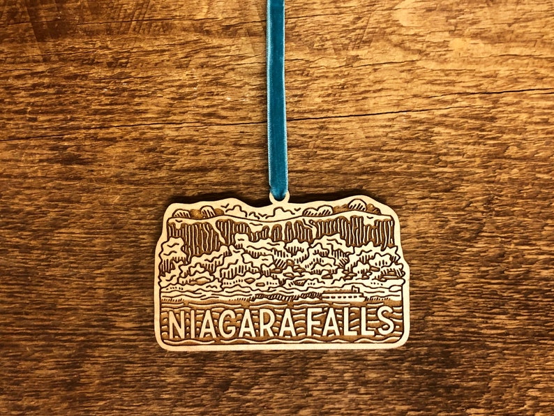 Niagara Falls Ornament, New York Ornament, Single Laser Cut Wood Ornament image 2