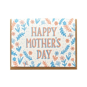 Happy Mother's Day, Flower Pattern, Floral Mother's Day Card, Folded Letterpress Card, Blank Inside image 4