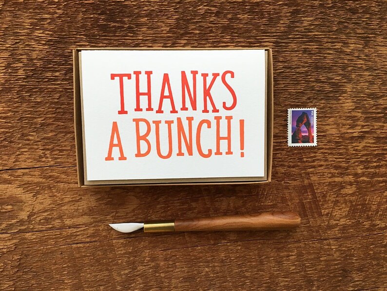Thanks A Bunch, Thank You Cards, Boxed Set of 6 Letterpress Cards ...