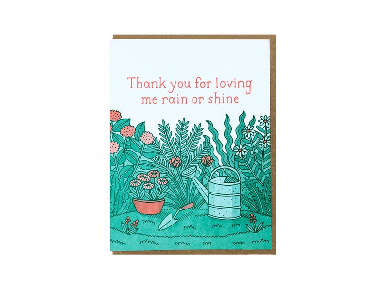 Rain or Shine, Happy Mother's Day, Mom Gardening Card, Mother's Day Card, Folded Letterpress Card, Blank Inside image 5