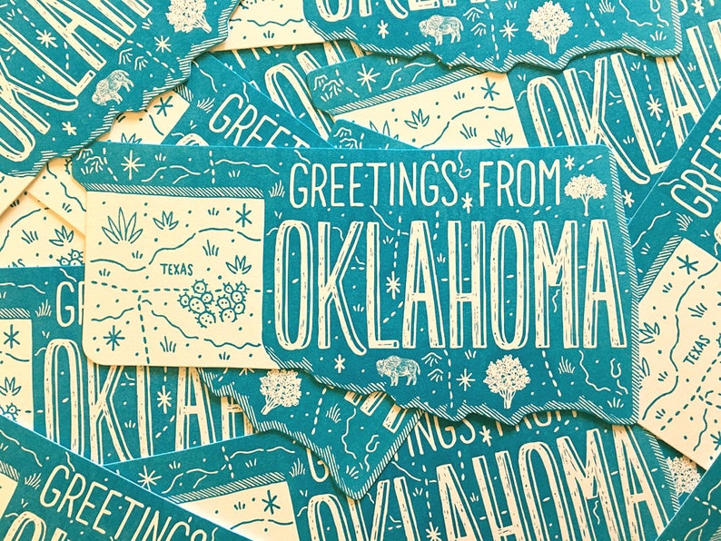 Oklahoma Postcard Greetings From Oklahoma Die Cut Etsy