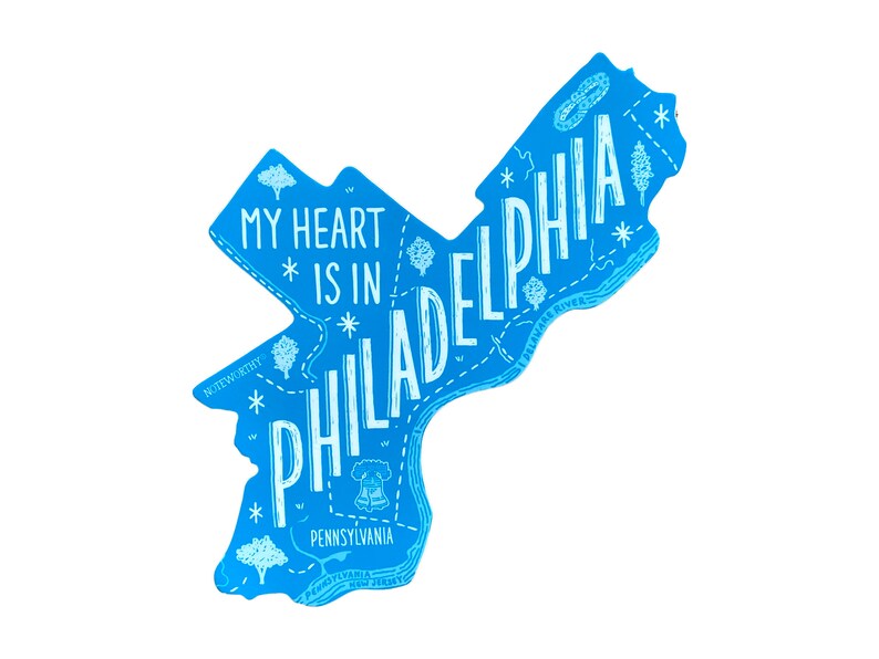 Philadelphia Sticker Philadelphia Sticker, Philadelphia Map Sticker, Single Die Cut Vinyl ...
