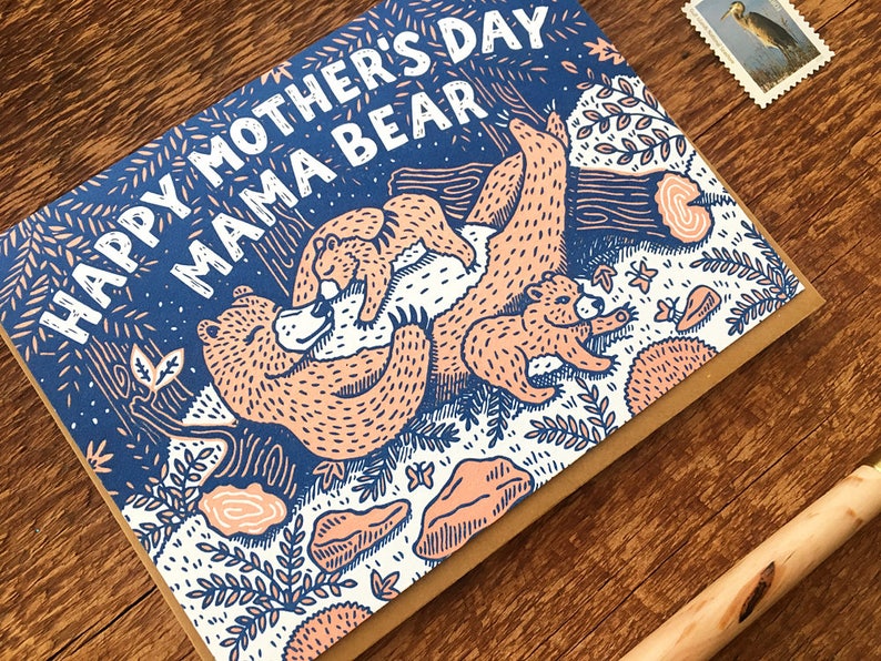 Mama Bear, Happy Mother's Day, Folded Letterpress Card, Blank Inside image 2