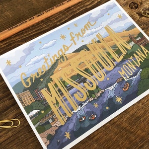 Carte postale métallisée Missoula, Salutations de Missoula Montana, carte postale imprimée offset image 3