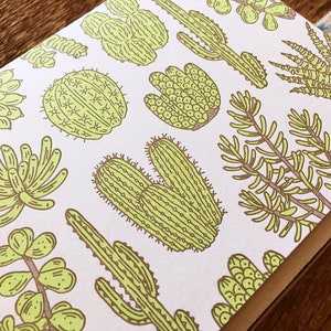 Cactus & Succulent Pattern, Plant Pattern, Letterpress Note Cards, Boxed Set of 6 Cards, Blank Inside image 6