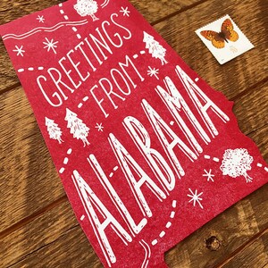 Cartolina di stato dell'Alabama, Saluti dall'Alabama, Cartolina di Iscrizione A die Cut immagine 4