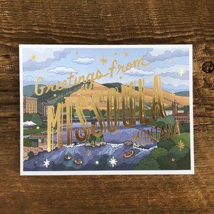 Carte postale métallisée Missoula, Salutations de Missoula Montana, carte postale imprimée offset image 2