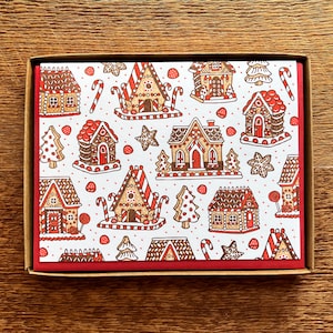 Gingerbread Houses Holiday Cards, Boxed Set of 6 Letterpress Holiday Cards, Christmas Cards image 2