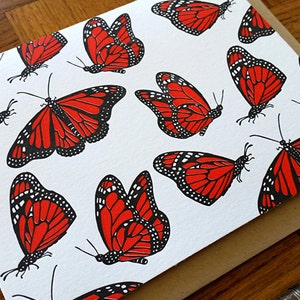 Monarch Butterflies Letterpress Note Card Blank Inside - Etsy