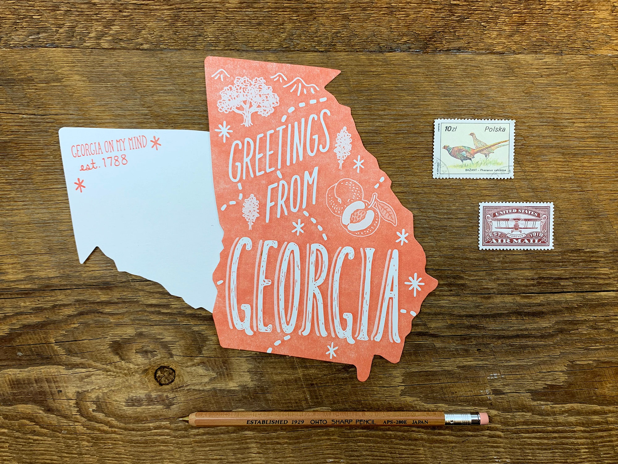 Postcard Greetings From Die Cut Letterpress Etsy
