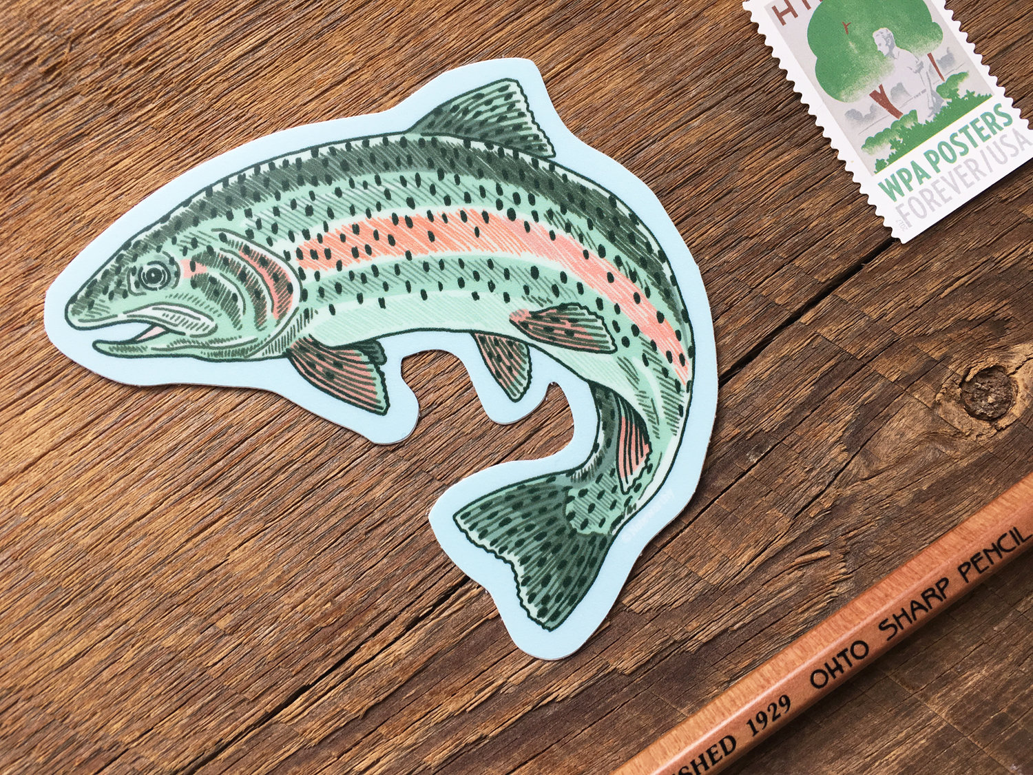 Trout Sticker Rainbow Trout Sticker Single Die Cut Vinyl Etsy