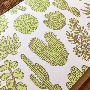 Cactus & Succulent Pattern, Plant Pattern, Letterpress Note Cards, Boxed Set of 6 Cards, Blank Inside image 5