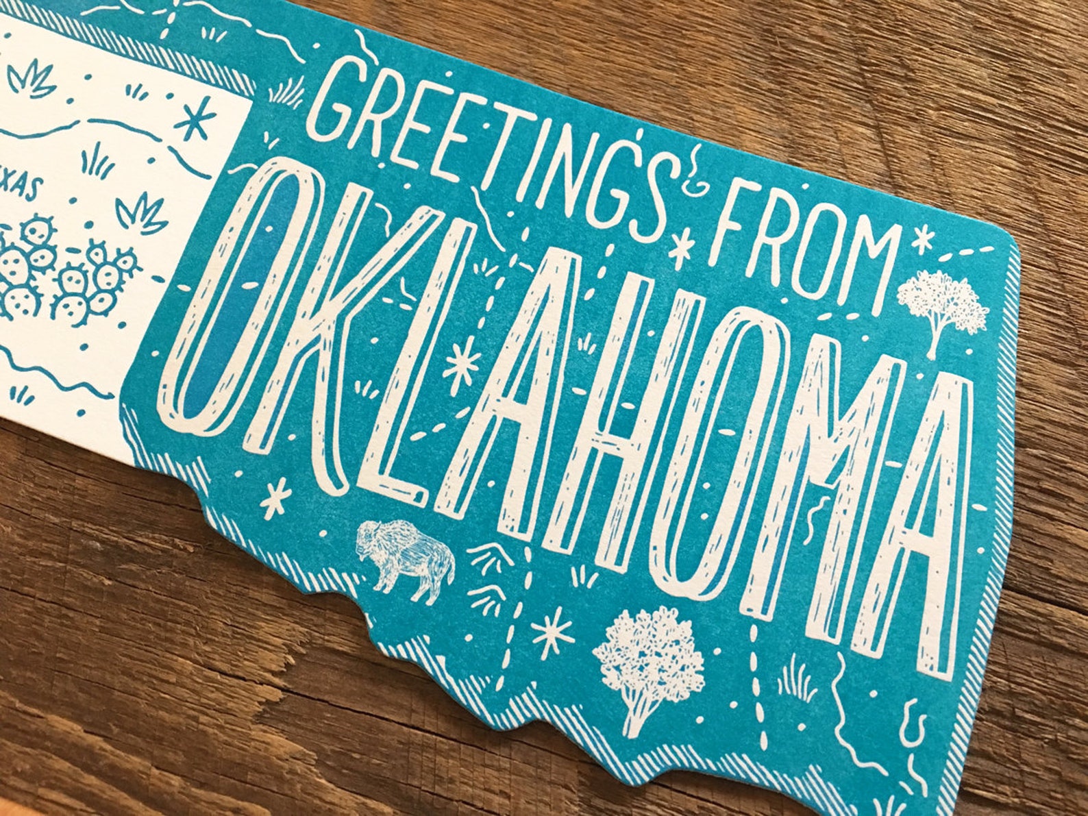 Oklahoma Postcard Greetings From Oklahoma Die Cut Etsy