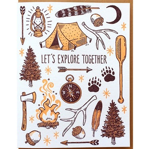 Let's Explore Together, Letterpress Greeting Card image 3