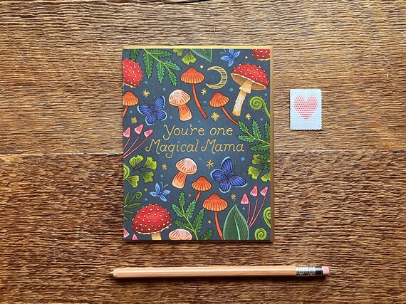 Magical Mama, Happy Mother's Day, Mushroom Woodland Card, Single Greeting Card and Envelope