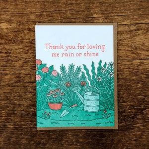 Rain or Shine, Happy Mother's Day, Mom Gardening Card, Mother's Day Card, Folded Letterpress Card, Blank Inside image 2