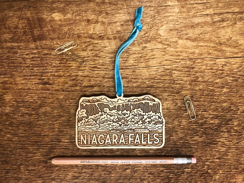 Niagara Falls Ornament, New York Ornament, Single Laser Cut Wood Ornament image 1