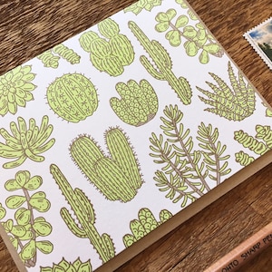 Cactus & Succulent Pattern, Plant Pattern, Letterpress Note Cards, Boxed Set of 6 Cards, Blank Inside image 3