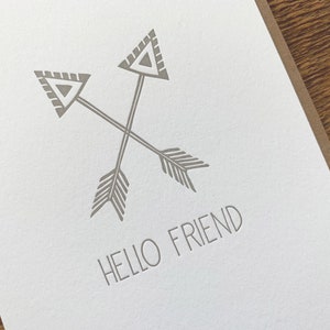 SALE Hello Friend, Friendship Card, Letterpress Greeting Card image 3