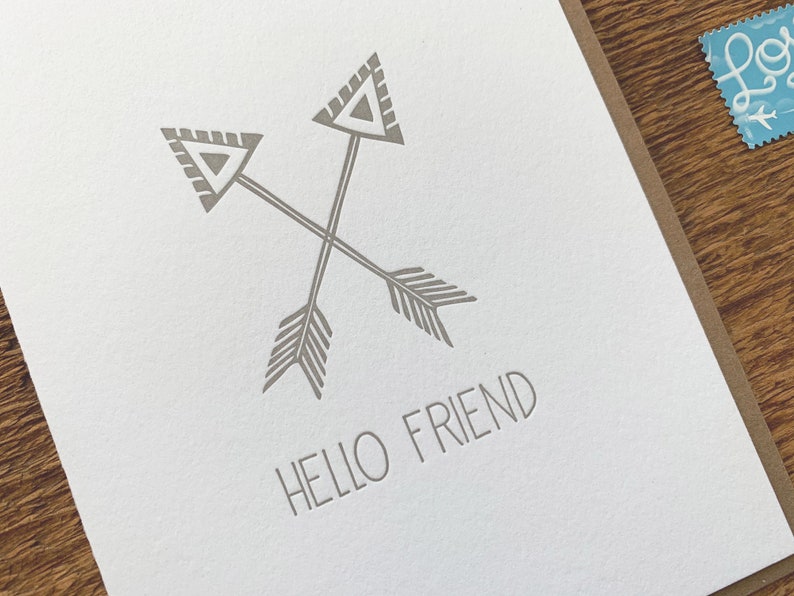 SALE Hello Friend, Friendship Card, Letterpress Greeting Card image 3