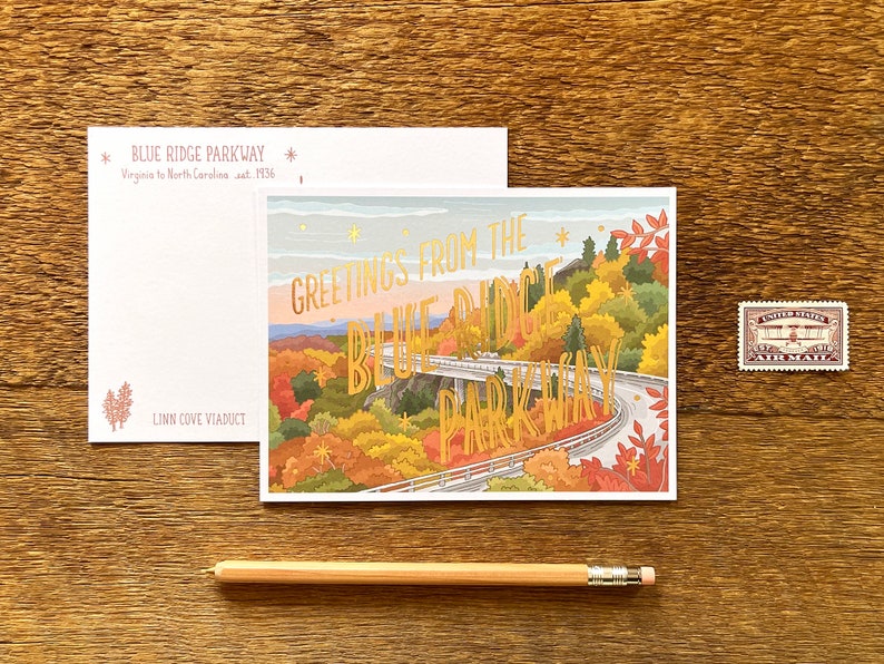 Blue Ridge Ga Postcard Blue Ridge Parkway Postcard, Greetings From the Blue Ridge Parkway ...