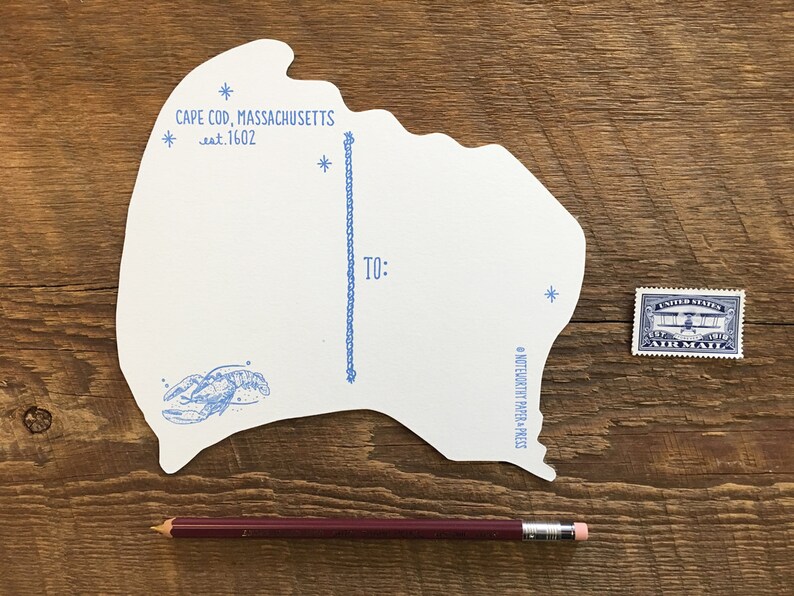 Cartolina di Cape Cod, Saluti da Cape Cod Massachusetts, Cartolina tipografica fustellata immagine 3