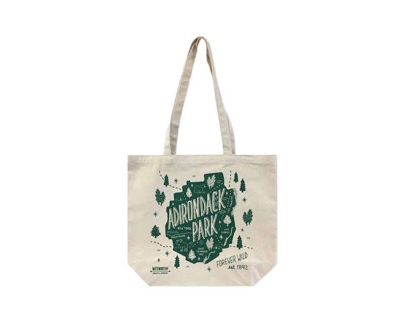 Adirondack Park Tote Bag, Adirondack Park New York, Canvas Tote Bag, Screen Printed Tote Bag image 3