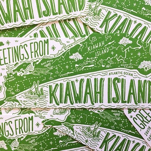 Carte postale de l'île Kiawah, Salutations de l'île Kiawah, carte postale typographique découpée image 9