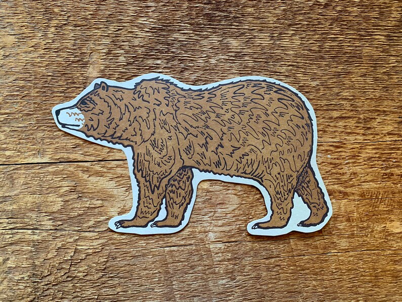 Grizzly Bear Postcard, Bear Postcard, Die Cut Letterpress Postcard image 3