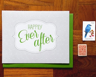 SALE Happy Ever After, Letterpress Note Card, innen leer