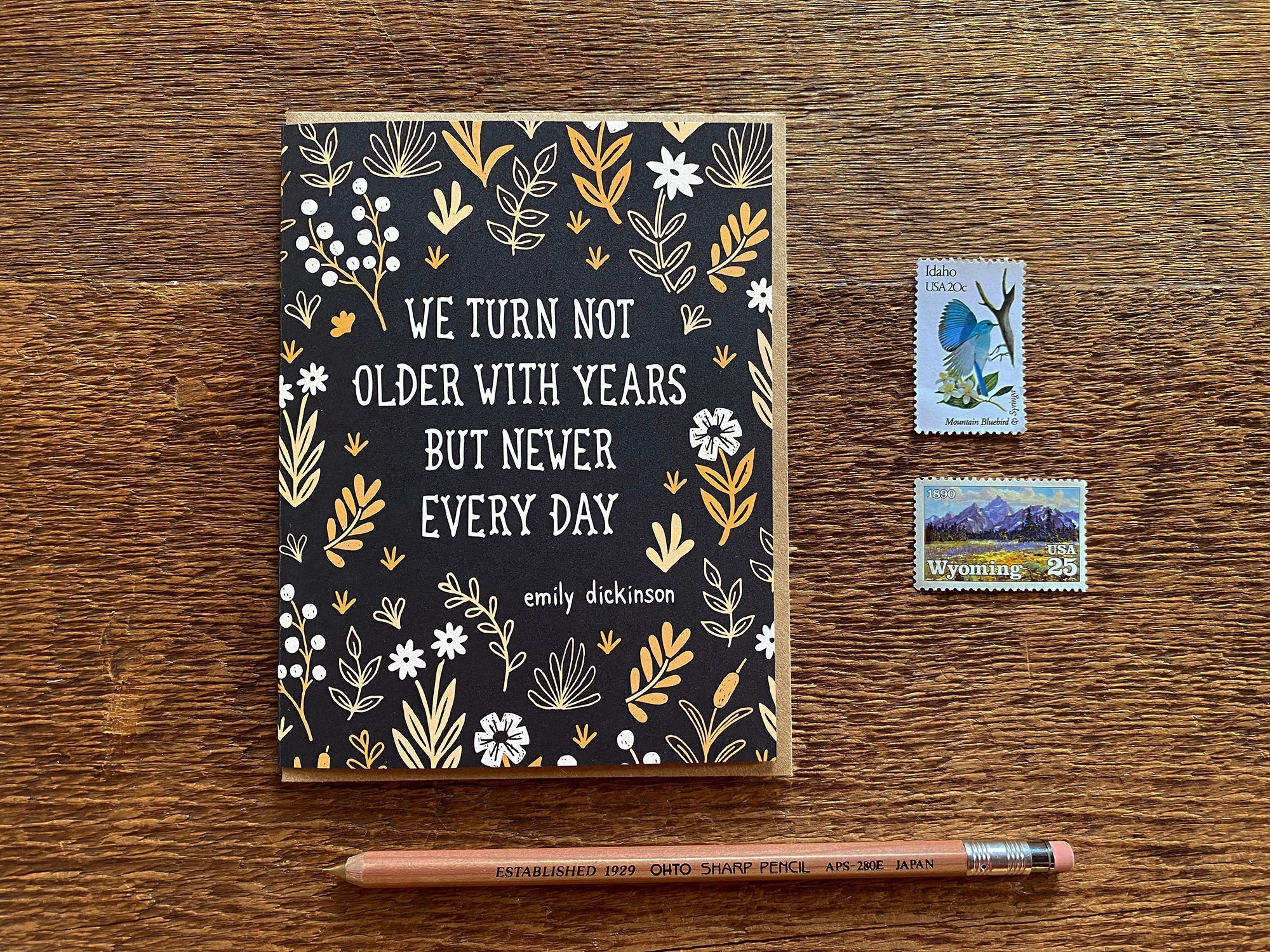 Emily Dickinson Quote Birthday Flower Pattern Birthday Card Etsy