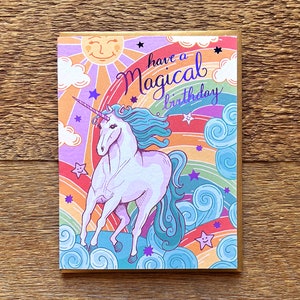 Unicorn Birthday Card, Magical Birthday Card, Foil Printed Card, Blank Inside image 2