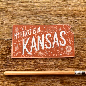 Adesivo del Kansas, adesivo dello stato della carta del Kansas, adesivo in vinile singolo fustellato