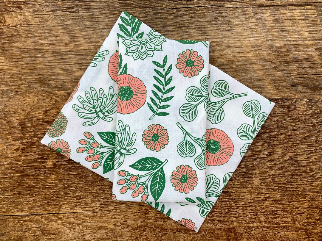 Tan Floral Bandana, Flower Pattern, Made in the USA, Single Screen ...