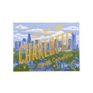 Cartolina di Charlotte, Saluti da Charlotte, Carolina del Nord, Cartolina stampata in lamina e digitale immagine 5
