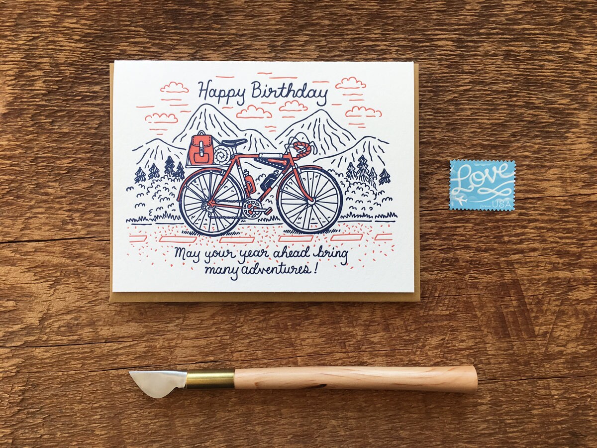 Carte De Velo D Anniversaire Carte De Joyeux Etsy
