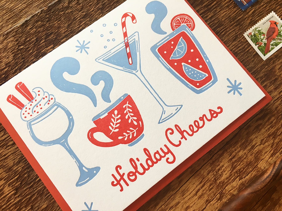 Holiday Cheers Holiday Drinks Holiday Card Boxed Set of 6 Etsy