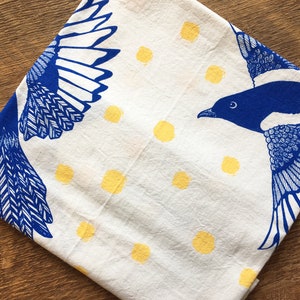 Magpie Tea Towel, Magpie Illustrations, Single Kitchen Towel, Screen Printed Towel, Hostess Gift, For the Kitchen image 6