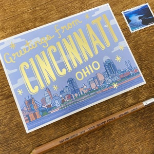 Carte postale de Cincinnati, Salutations de Cincinnati, carte postale imprimée numériquement et métallisée image 2