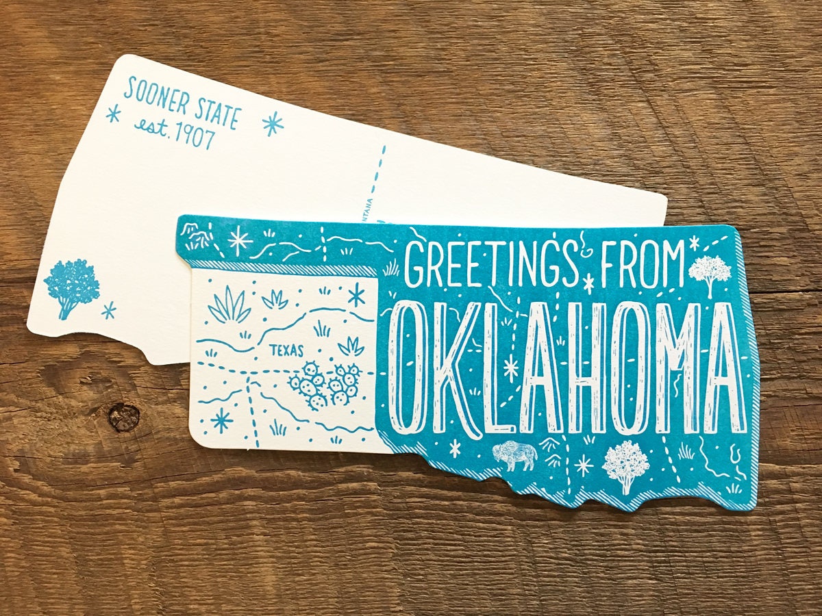 Oklahoma Postcard Greetings From Oklahoma Die Cut - Etsy
